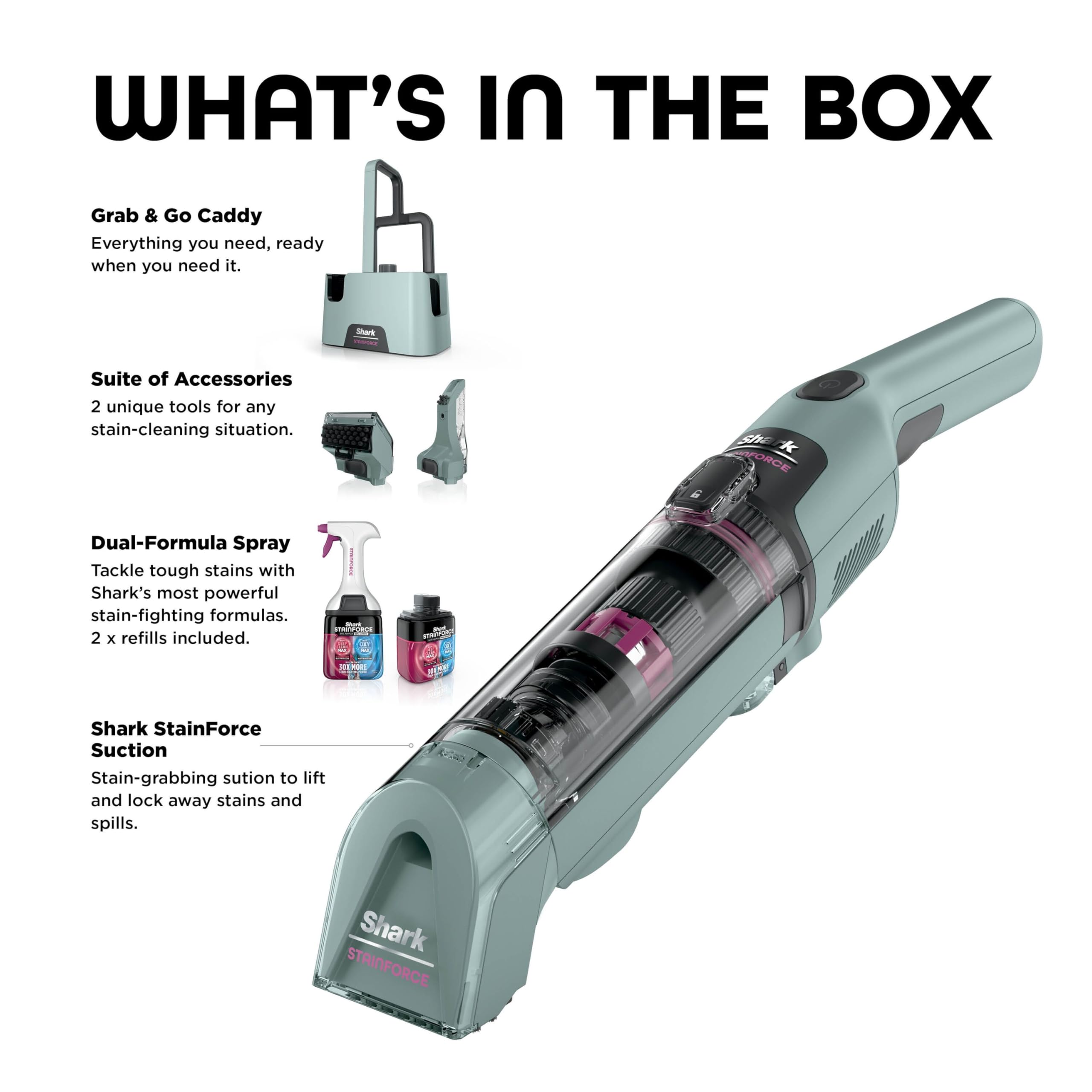 Shark StainForce Cordless Spot Cleaner Lightweight & Portable Spot, Stain, & Odour Eliminator for Carpets