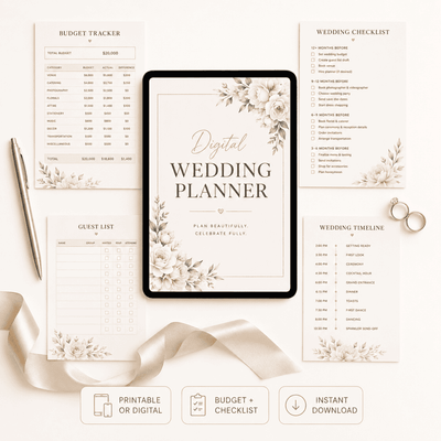 Digital Wedding Planner – Printable Wedding Organizer & Planning Checklist