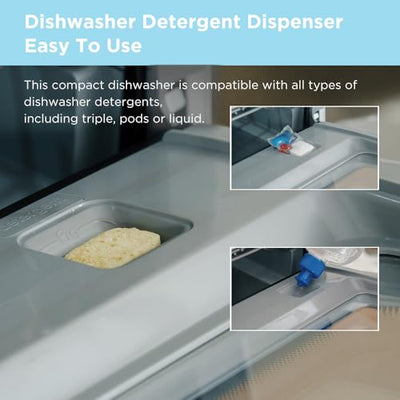 COMFEE' Table Top Dishwasher 7+3 Programs Mini Tabletop Dishwasher No Plumbing, 6L Built-in Water Tank