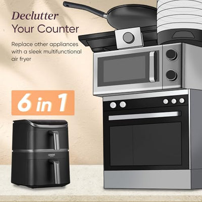 COSORI TurboTower Dual Air Fryer, 10.8L Space-Saving Stacked Design, 3-Layer Cooking
