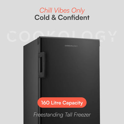 Cookology CTFZ160BK Tall Freestanding Freezer - Upright Freezer with 160 Litre Capacity
