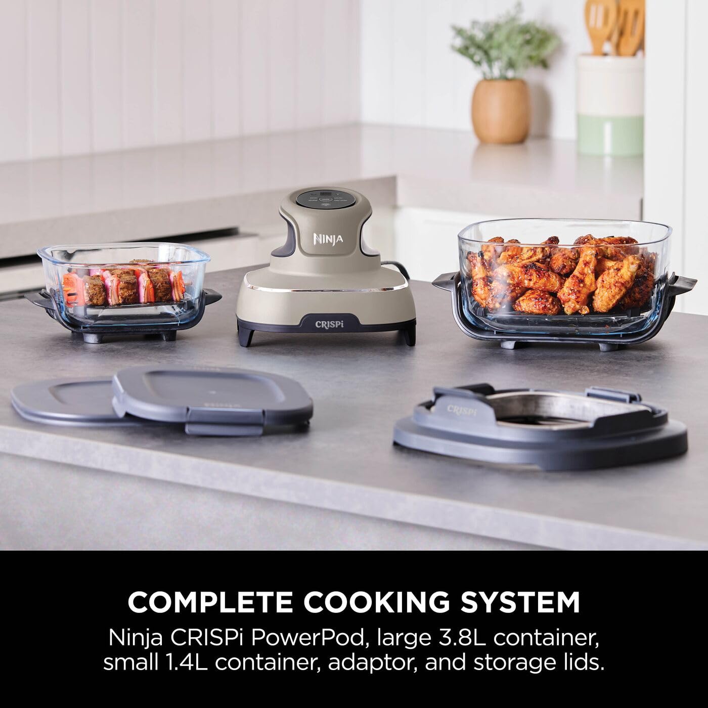 Ninja CRISPi Portable Air Fryer, 3.8L, 4-in-1: Air Fry, Roast, Keep Warm, Recrisp, Space Saving Compact Design